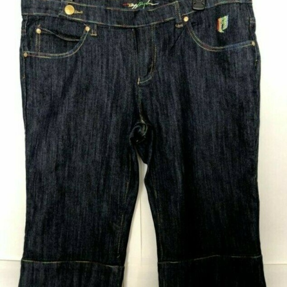 Ruff Ryders Multicolor Embroidered Dark Blue Capri